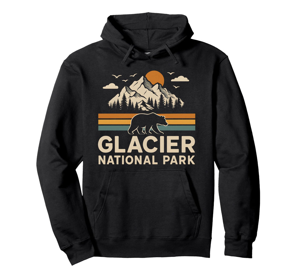 Glacier National Park Montana Outdoor Hoodie - Minimalist Print Unisex - T-Shirt, Sweatshirt, Hoodie