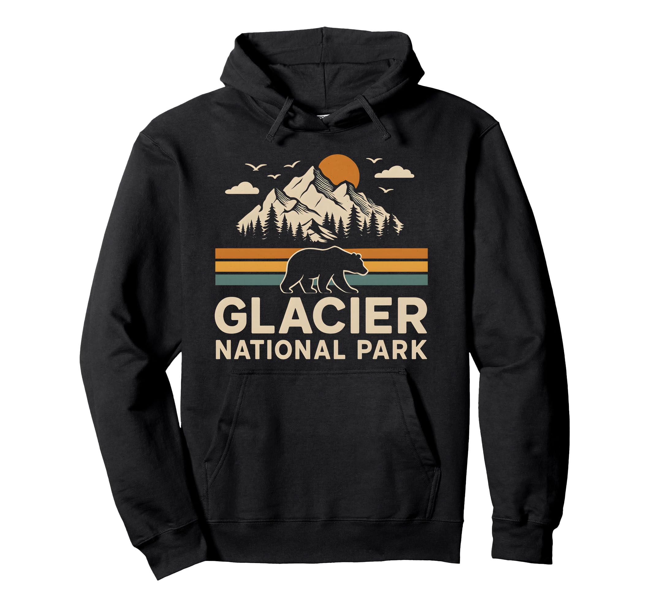 Glacier National Park Montana Outdoor Hoodie - Minimalist Print Unisex - T-Shirt, Sweatshirt, Hoodie