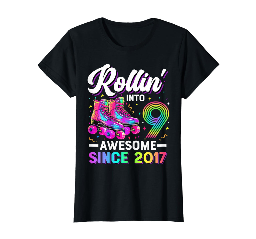 9Th Birthday Nine 9 Year Old Roller Skate T-Shirt - Graphic Print Unisex - T-Shirt, Sweatshirt, Hoodie