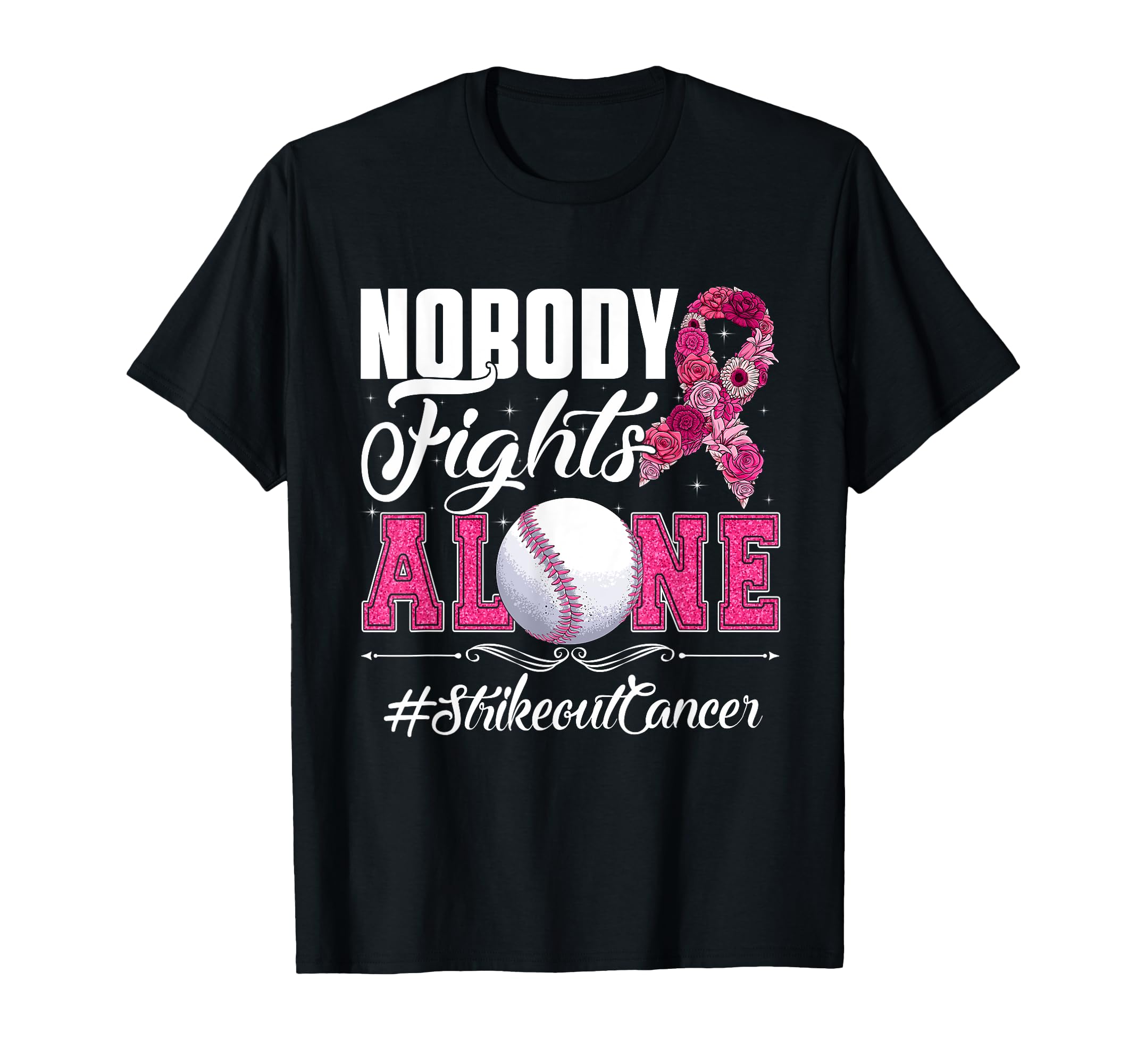 Nobody Fights Alone Strike Out Breast T-Shirt - Minimalist Print Unisex - T-Shirt, Sweatshirt, Hoodie