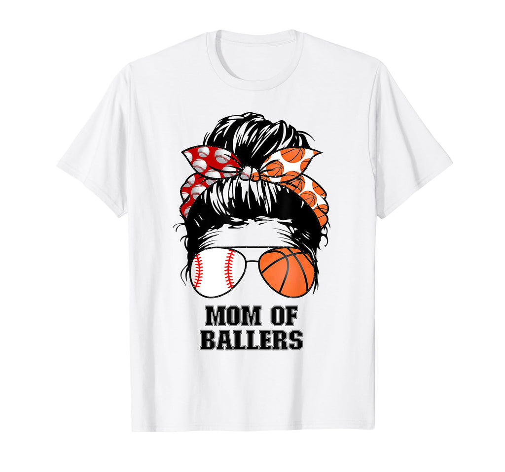 Mom Ballers Messy Bun Womens Basketball T-Shirt - Streetwear Style Unisex - T-Shirt, Sweatshirt, Hoodie
