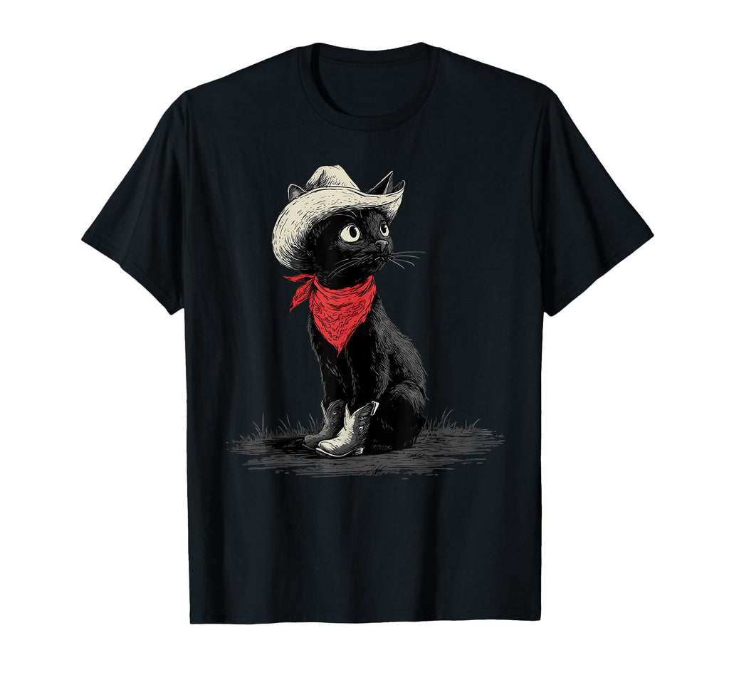 Cowboy Cat Western Country T-Shirt - Casual Everyday Wear Men Women - T-Shirt, Sweatshirt, Hoodie
