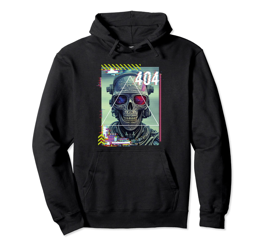 Futuristic Cyber Skull Punk Japanese Art Hoodie - Unique Graphic Men Women - T-Shirt, Sweatshirt, Hoodie