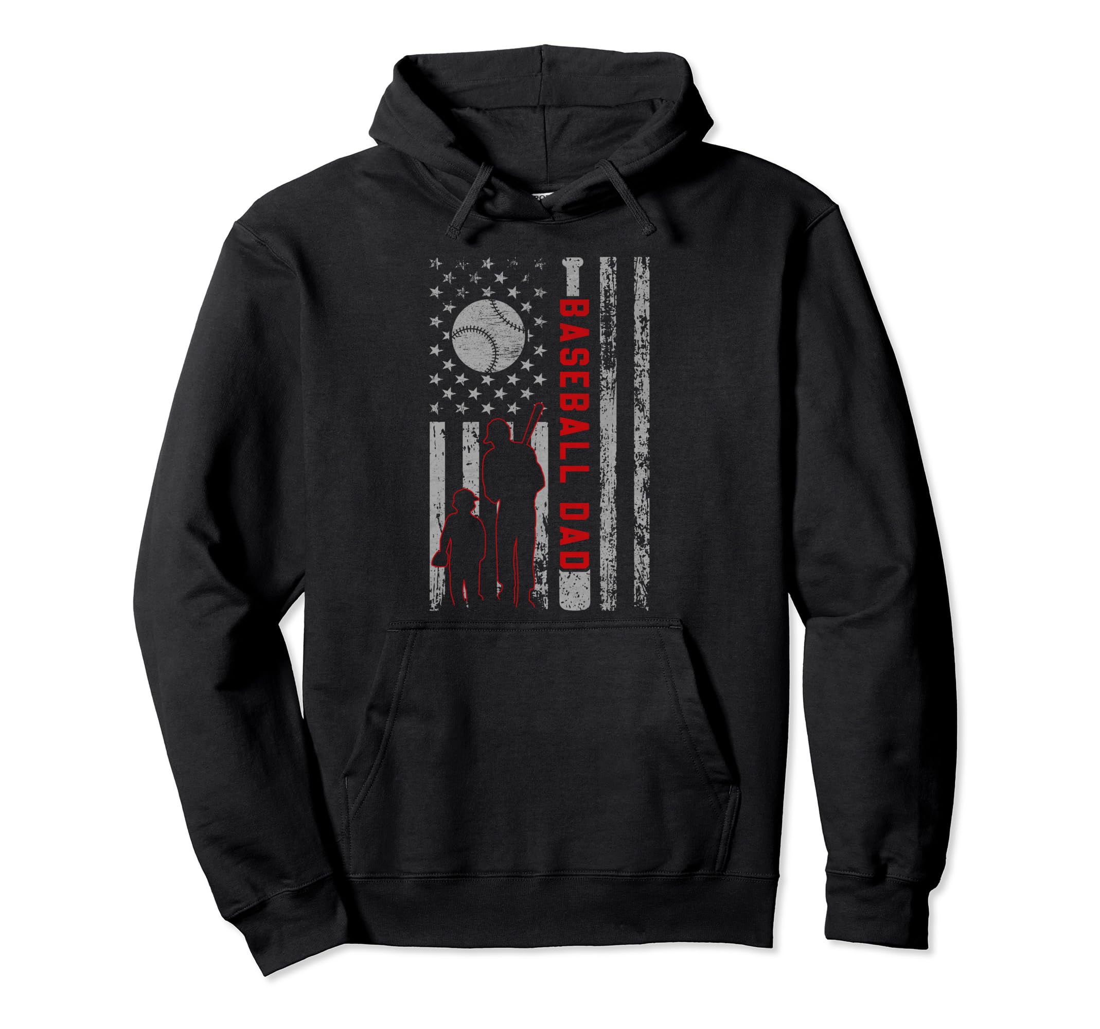 Patriotic Usa Flag American Baseball Dad Hoodie - Custom Art Print Unisex - T-Shirt, Sweatshirt, Hoodie