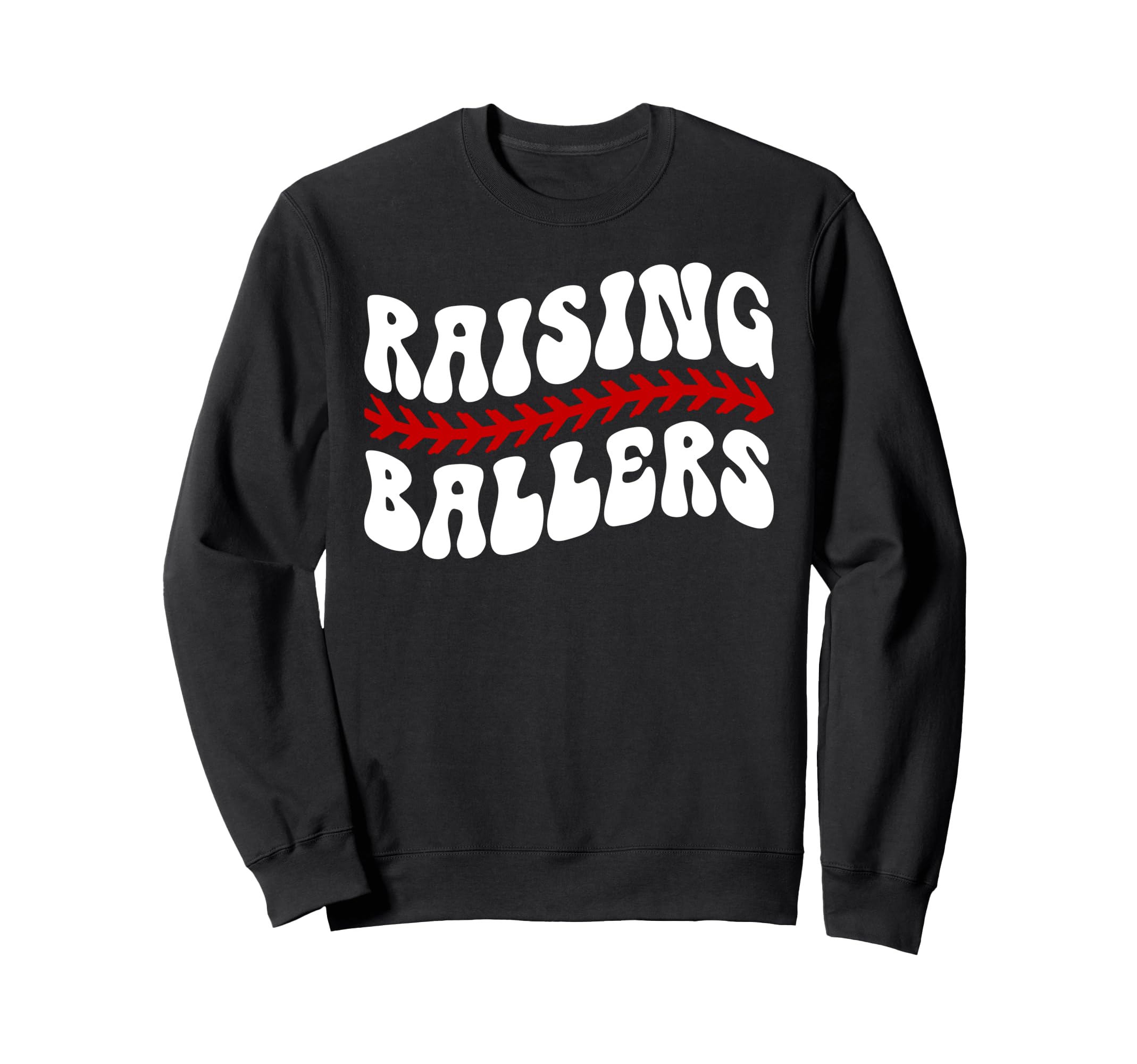 Raising Ballers Groovy Baseball Sweatshirt - Aesthetic Graphic for Adults - T-Shirt, Sweatshirt, Hoodie