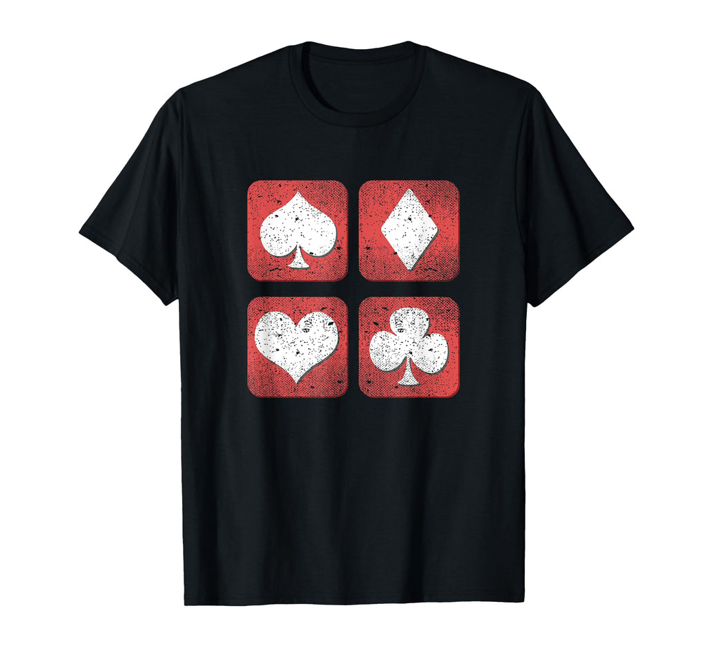 Distressed Deck Cards Suits Hearts T-Shirt - Minimalist Print for Adults - T-Shirt, Sweatshirt, Hoodie
