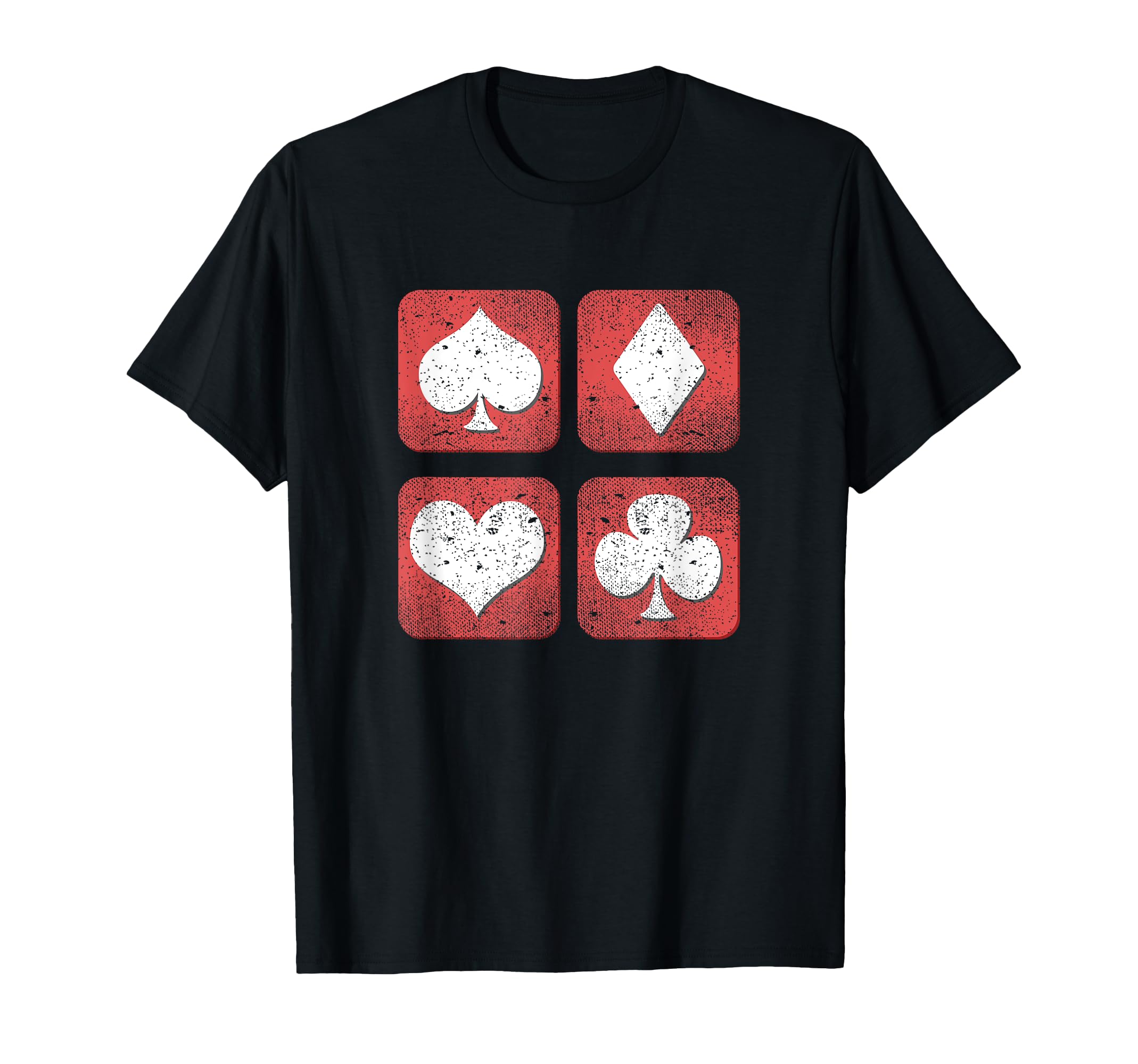 Distressed Deck Cards Suits Hearts T-Shirt - Minimalist Print for Adults - T-Shirt, Sweatshirt, Hoodie