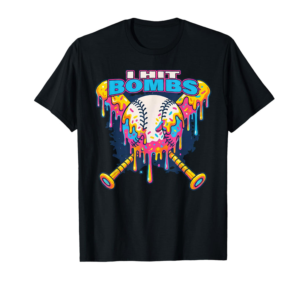 I Hit Bombs Baseball Ice Cream Drip T-Shirt - Custom Art Print Men Women - T-Shirt, Sweatshirt, Hoodie