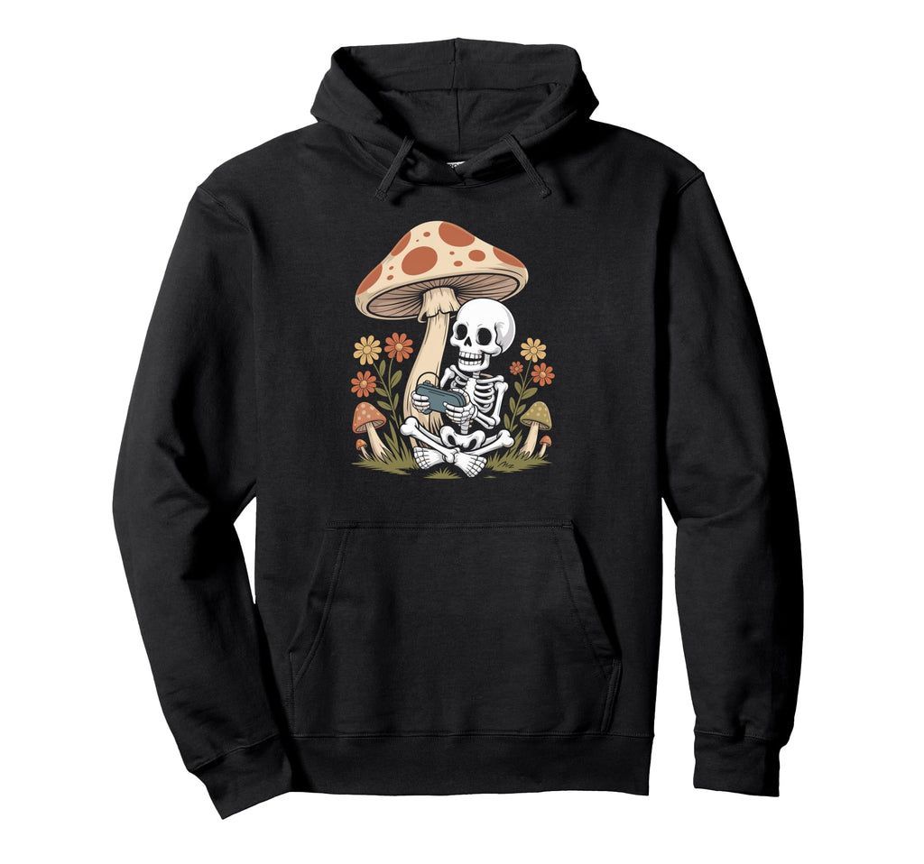Spooky Gamer Skeleton Holding Controller Hoodie - Minimalist Print Unisex - T-Shirt, Sweatshirt, Hoodie