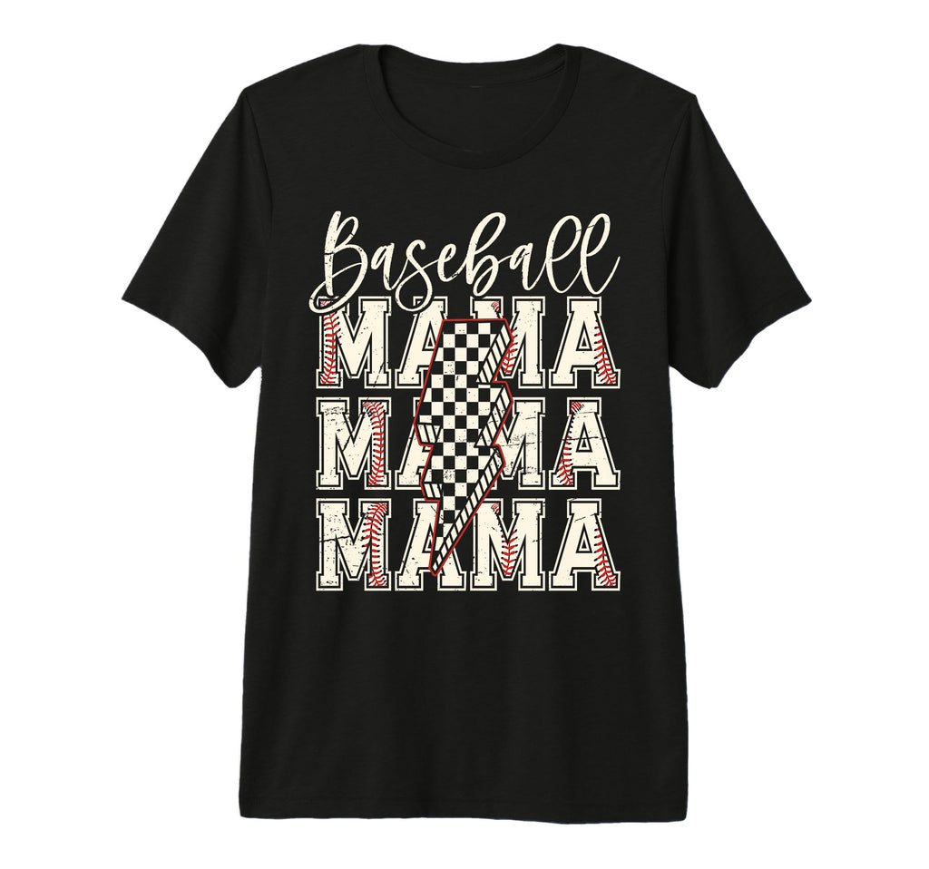 Checkered Baseball Mama Black White T-Shirt - Minimalist Print Unisex - T-Shirt, Sweatshirt, Hoodie