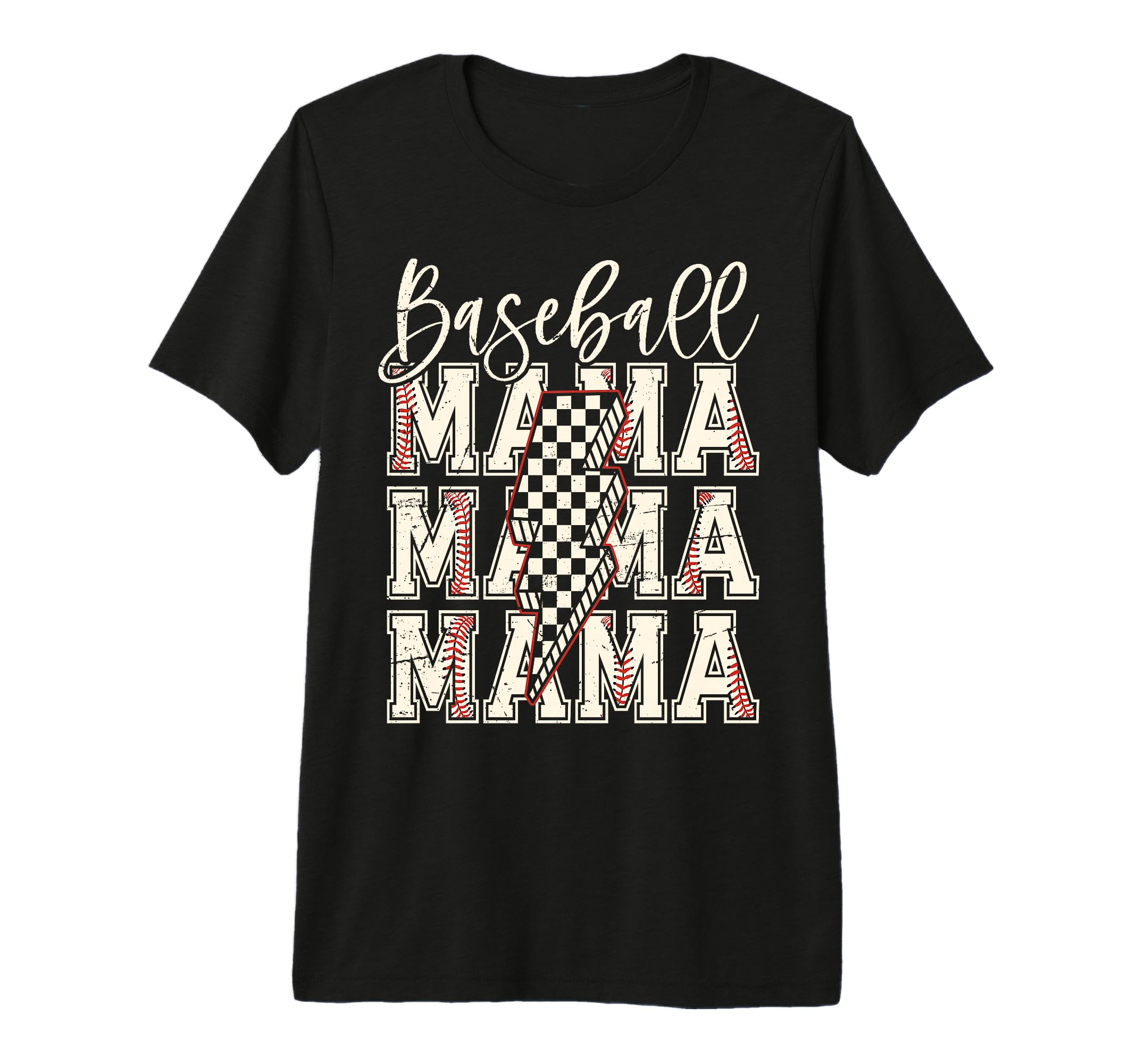 Checkered Baseball Mama Black White T-Shirt - Minimalist Print Unisex - T-Shirt, Sweatshirt, Hoodie