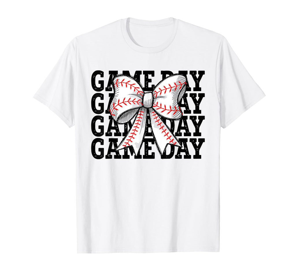 Baseball Game Day Coquette Bow Baseball T-Shirt - Unique Graphic Unisex - T-Shirt, Sweatshirt, Hoodie
