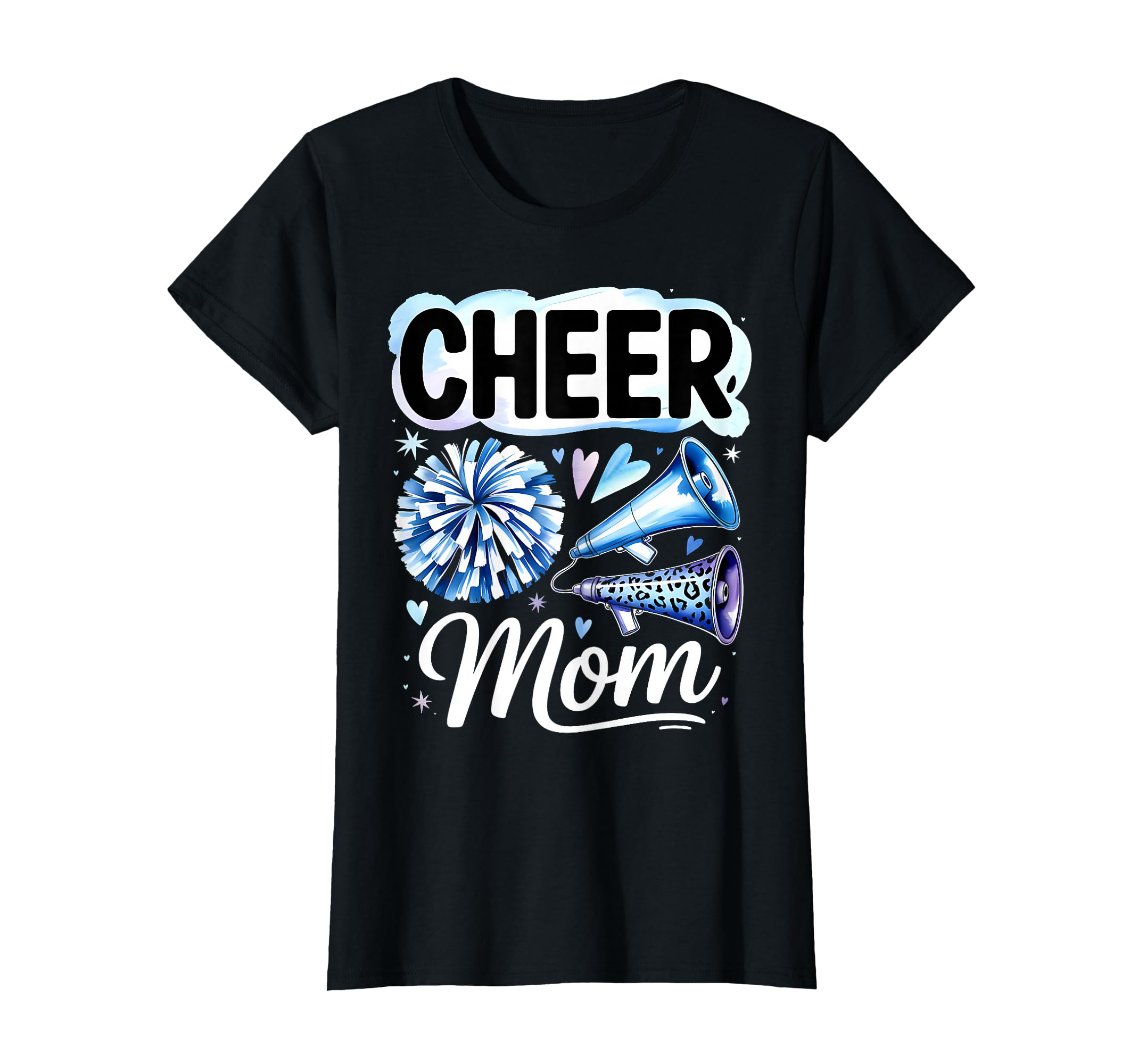 Cheer Mom Blue Cheerleader Game T-Shirt - Casual Everyday Wear Men Women - T-Shirt, Sweatshirt, Hoodie