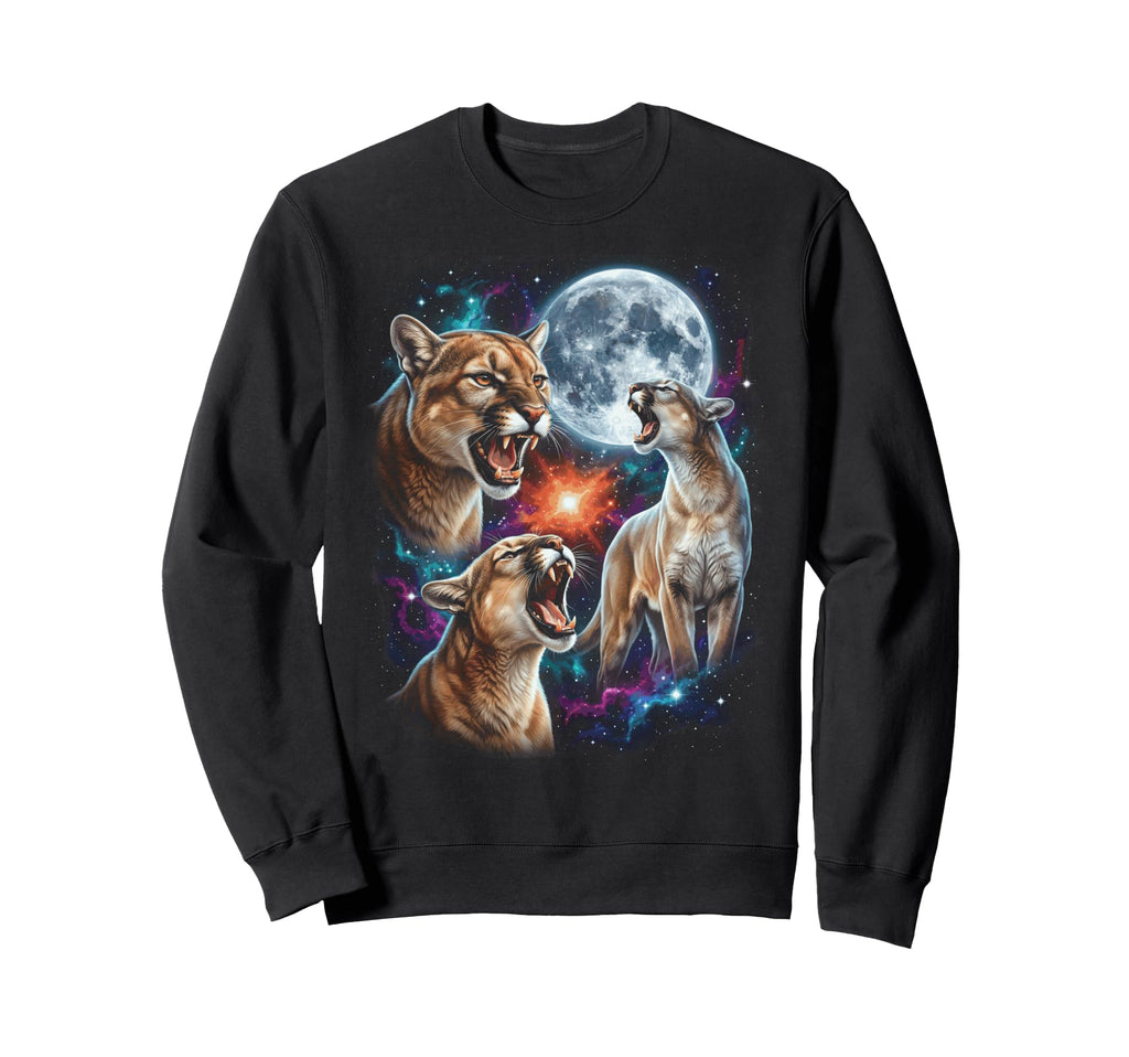 Cougar Mountain Lion Galaxy Moon Sweatshirt - Casual Everyday Wear Unisex - T-Shirt, Sweatshirt, Hoodie