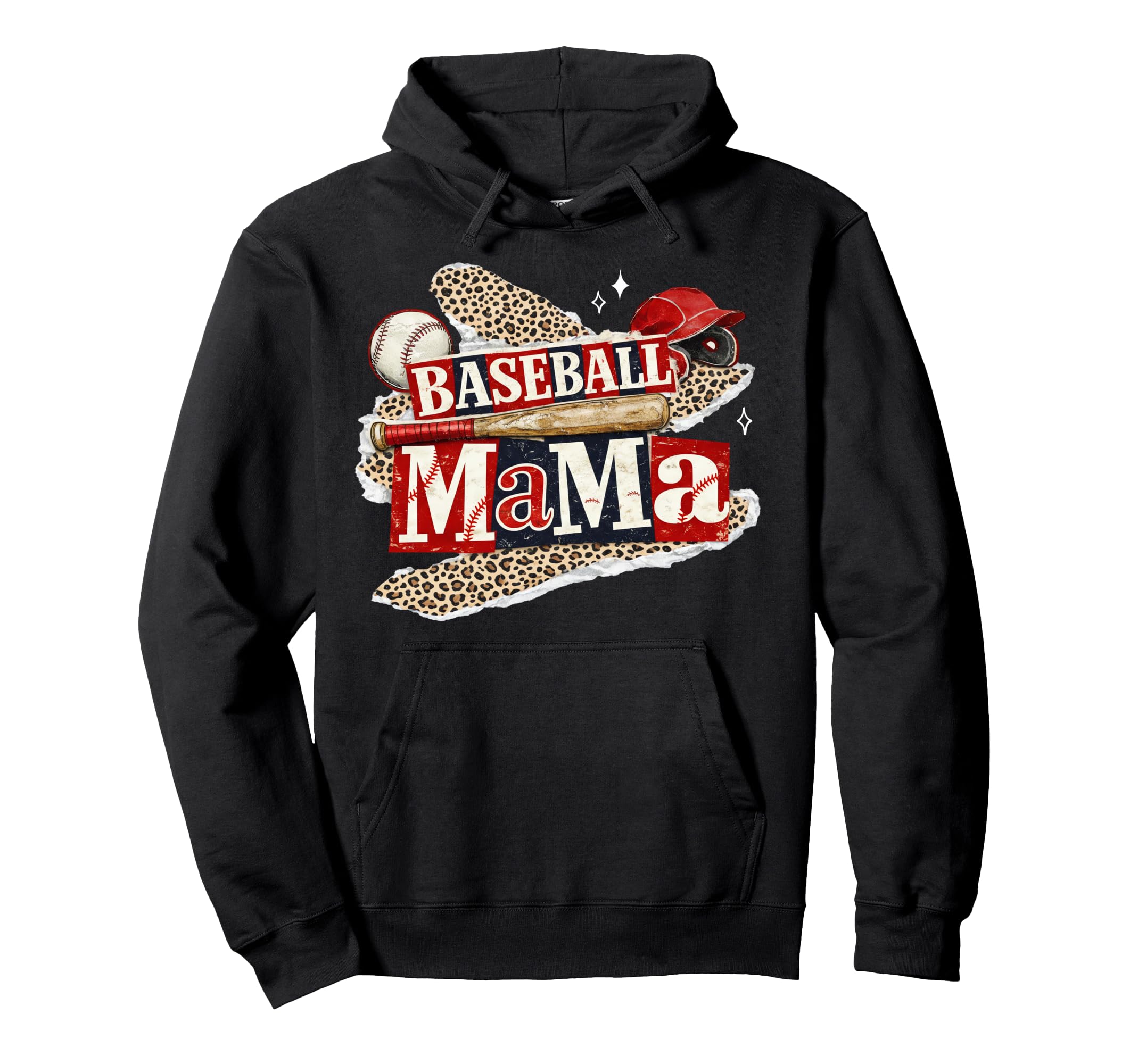 Baseball Mama Leopard Game Day Baseball Hoodie - Trendy Graphic Men Women - T-Shirt, Sweatshirt, Hoodie