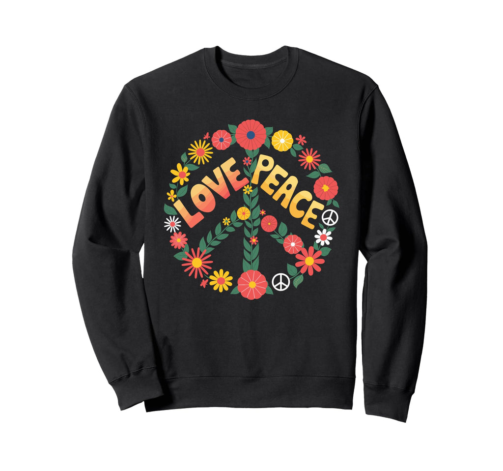 Love Peace Flower Power Hippie Sweatshirt - Minimalist Print for Adults - T-Shirt, Sweatshirt, Hoodie