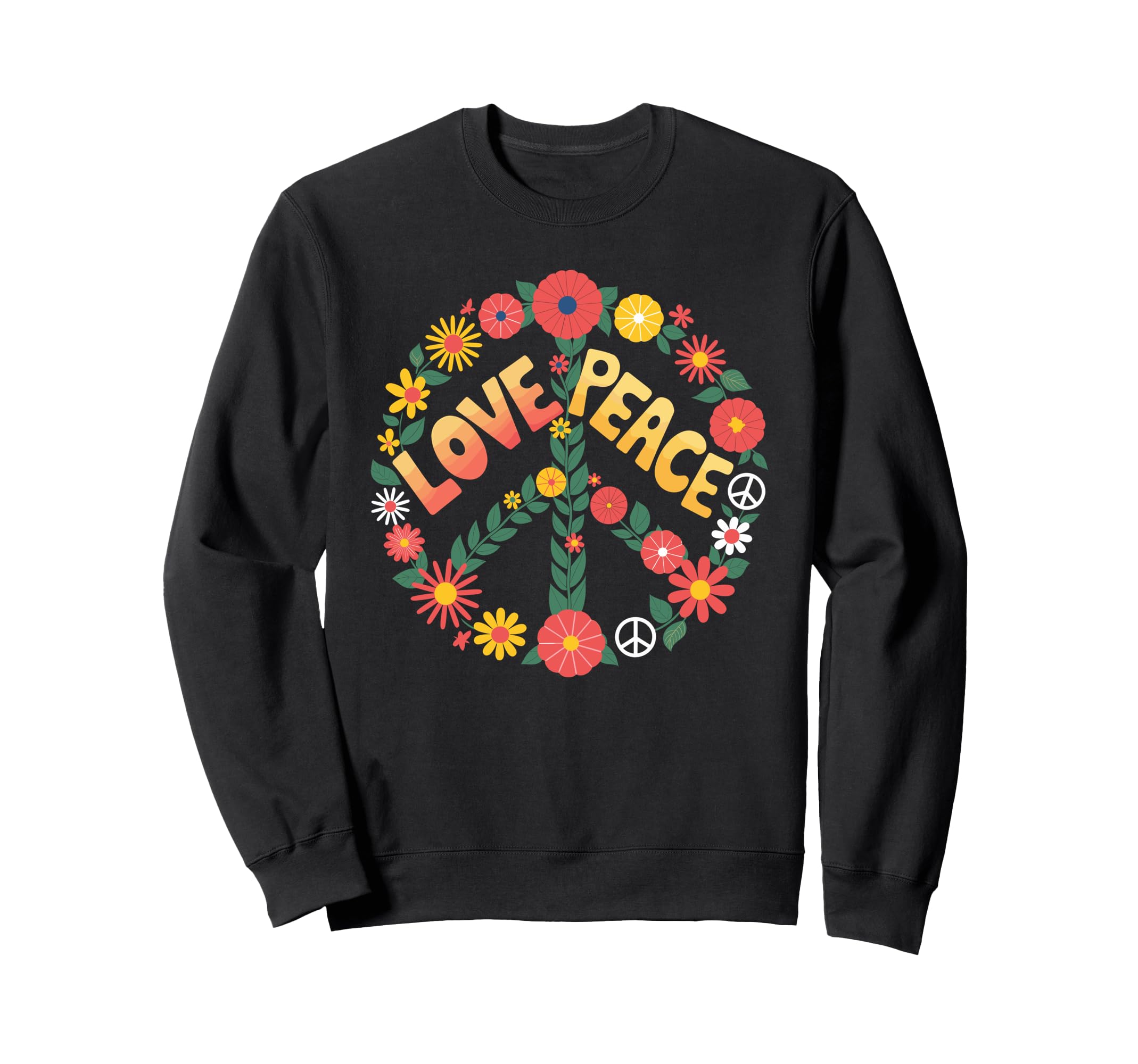 Love Peace Flower Power Hippie Sweatshirt - Minimalist Print for Adults - T-Shirt, Sweatshirt, Hoodie