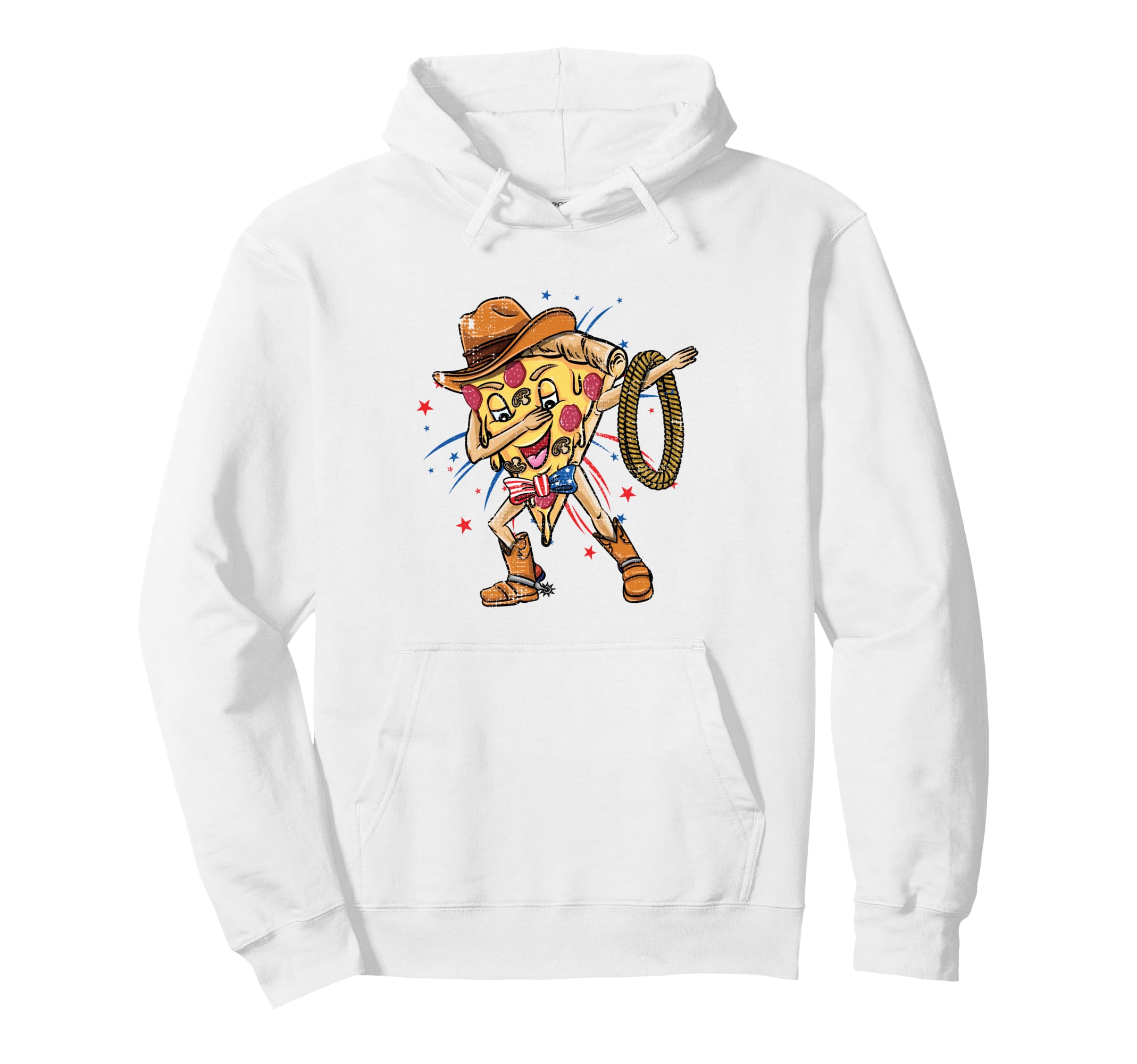 Dabbing Patriotic Pizza Cowboy Hoodie - Novelty Apparel for Adults - T-Shirt, Sweatshirt, Hoodie