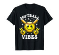Smile Face Softball Vibes Game Day T-Shirt - Unique Graphic Men Women - T-Shirt, Sweatshirt, Hoodie