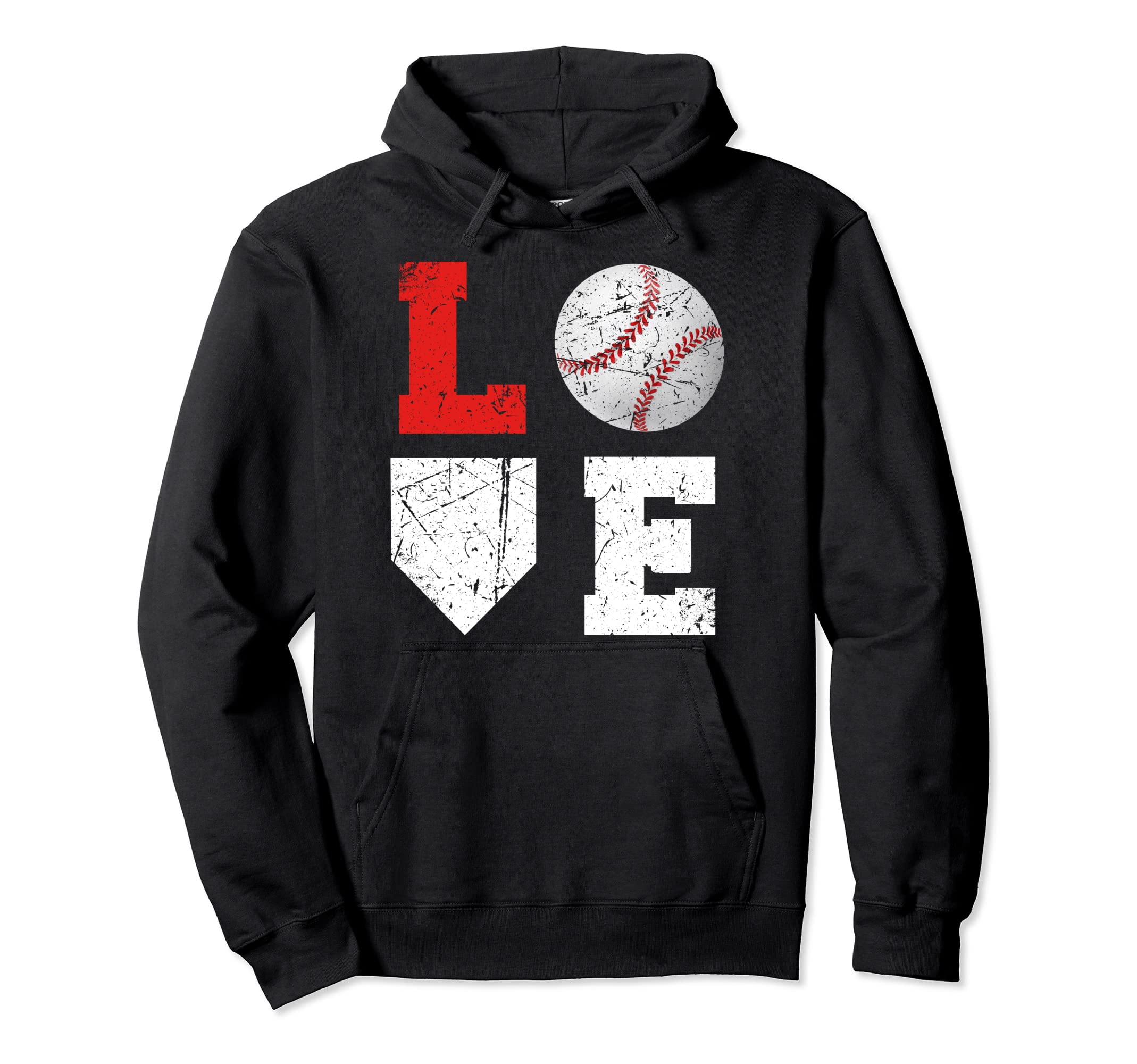 Love Baseball Distressed Hoodie - Unique Graphic for Adults - T-Shirt, Sweatshirt, Hoodie