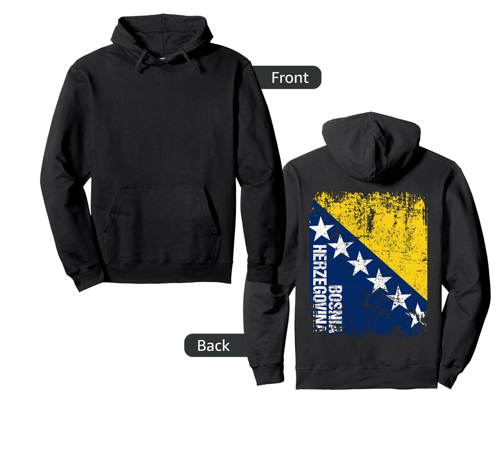 Bosnia Flag Distressed Herzegovina Hoodie - Casual Everyday Wear Unisex - T-Shirt, Sweatshirt, Hoodie