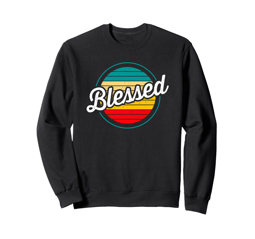 Blessed Colorful Sunset Distressed Sweatshirt - Unique Graphic Men Women - T-Shirt, Sweatshirt, Hoodie