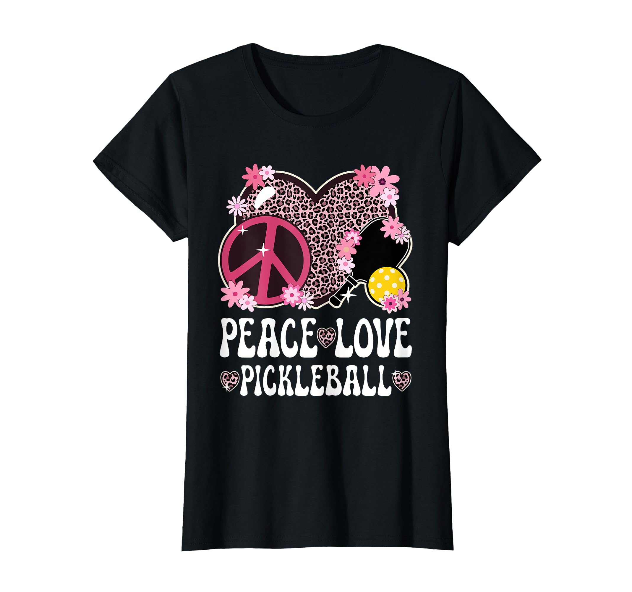 Peace Love Pickleball Lover Leopard T-Shirt - Novelty Apparel Unisex - T-Shirt, Sweatshirt, Hoodie