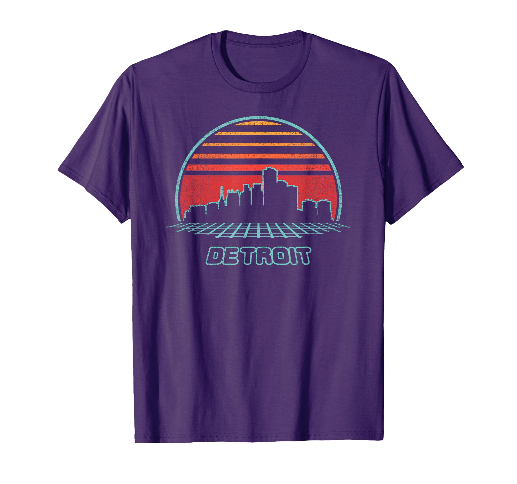 Detroit City Skyline 80S Souvenir Gift T-Shirt - Trendy Graphic for Adults - T-Shirt, Sweatshirt, Hoodie