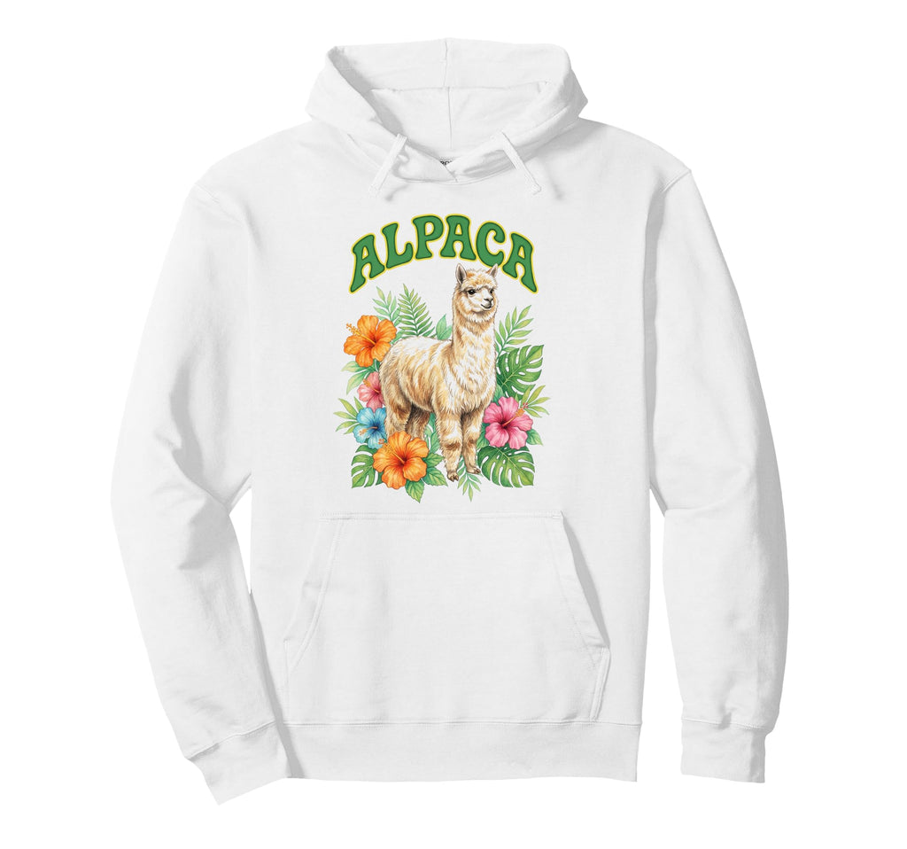 Alpaca Groovy Floral Alpaca Watercolor Hoodie - Aesthetic Graphic Unisex - T-Shirt, Sweatshirt, Hoodie
