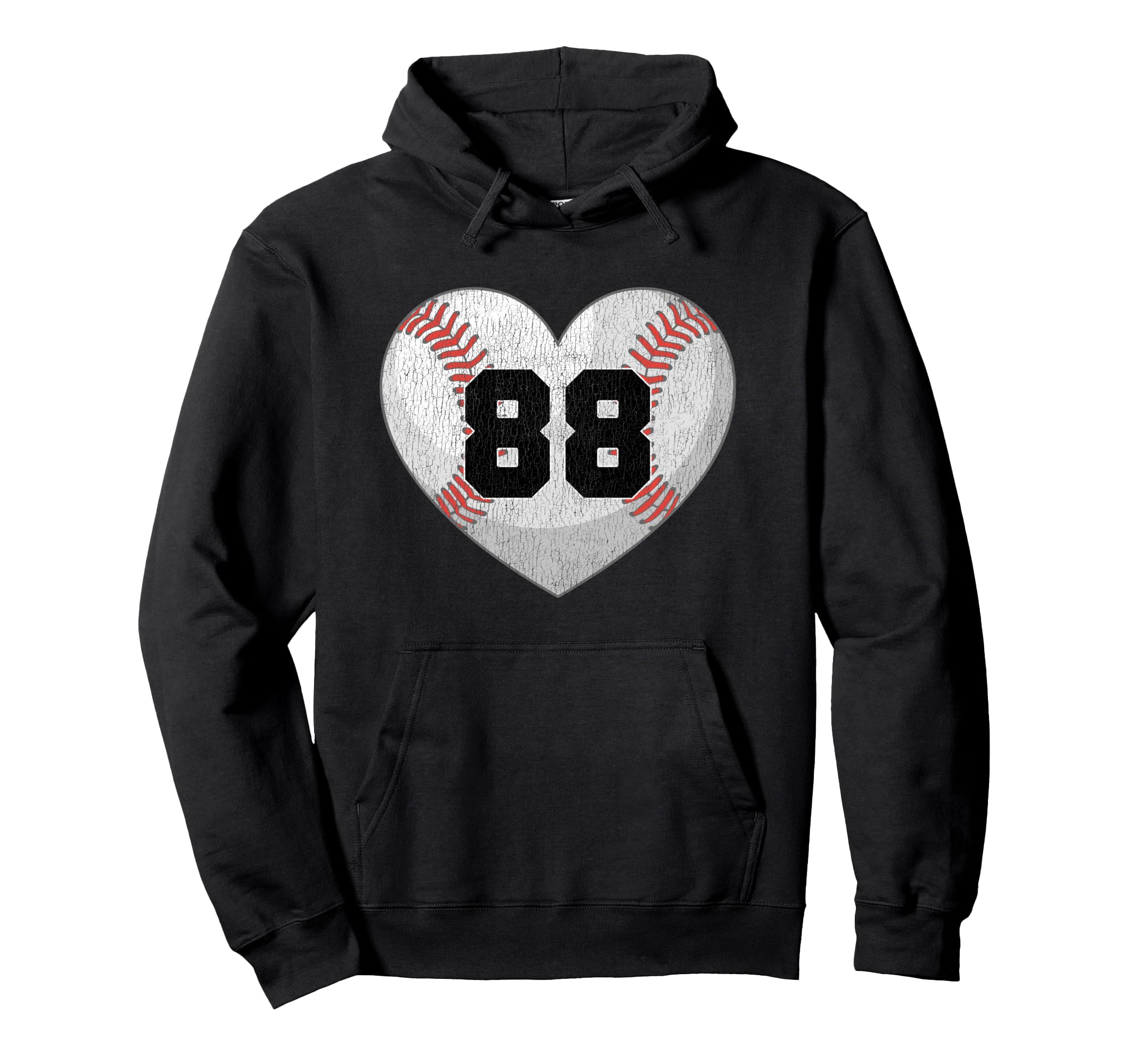 Baseball Number 88 Distressed Heart Hoodie - Aesthetic Graphic for Adults - T-Shirt, Sweatshirt, Hoodie