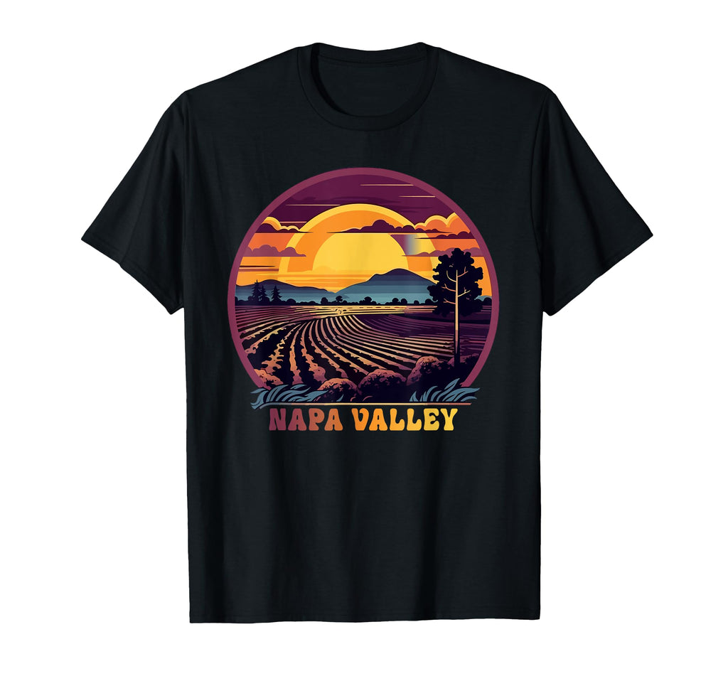 Napa Valley Vineyard Winery Sunset T-Shirt - Aesthetic Graphic Men Women - T-Shirt, Sweatshirt, Hoodie