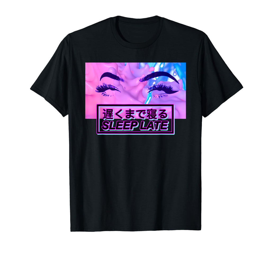 Sleep Late Aesthetic Vaporwave Anime T-Shirt - Aesthetic Graphic Men Women - T-Shirt, Sweatshirt, Hoodie