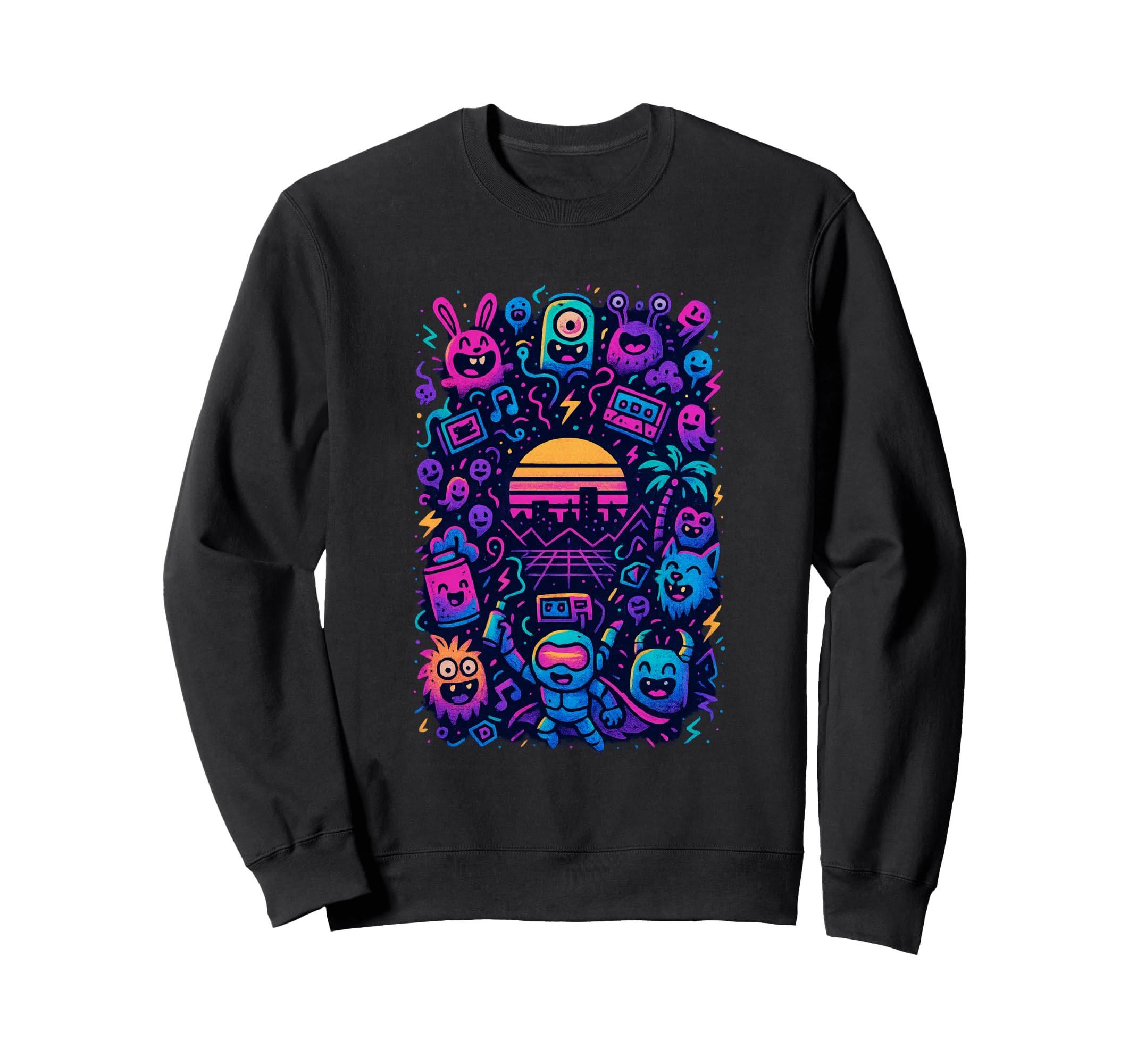 80S Synthwave Sweatshirt - Trendy Graphic Men Women - T-Shirt, Sweatshirt, Hoodie