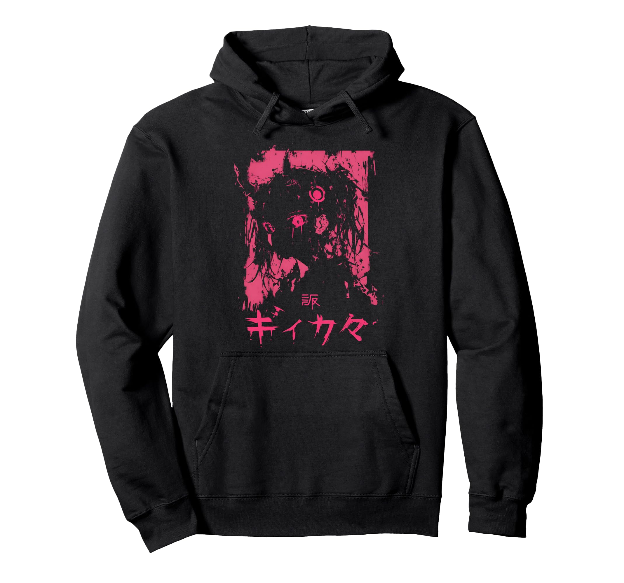 Goth Grunge Demon Anime Waifu Horror Hoodie - Aesthetic Graphic for Adults - T-Shirt, Sweatshirt, Hoodie