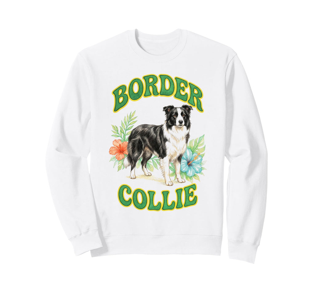 Border Collie Groovy Floral Sweatshirt - Fun Novelty Design Men Women - T-Shirt, Sweatshirt, Hoodie