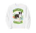 Border Collie Groovy Floral Sweatshirt - Fun Novelty Design Men Women - T-Shirt, Sweatshirt, Hoodie