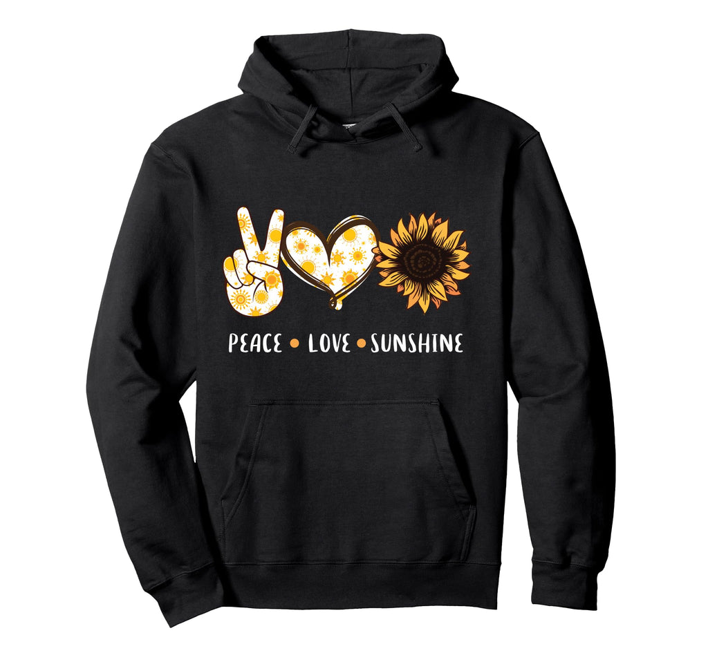 Peace Love Sunshine Sunflower Hippie Gift Hoodie - Minimalist Print Unisex - T-Shirt, Sweatshirt, Hoodie