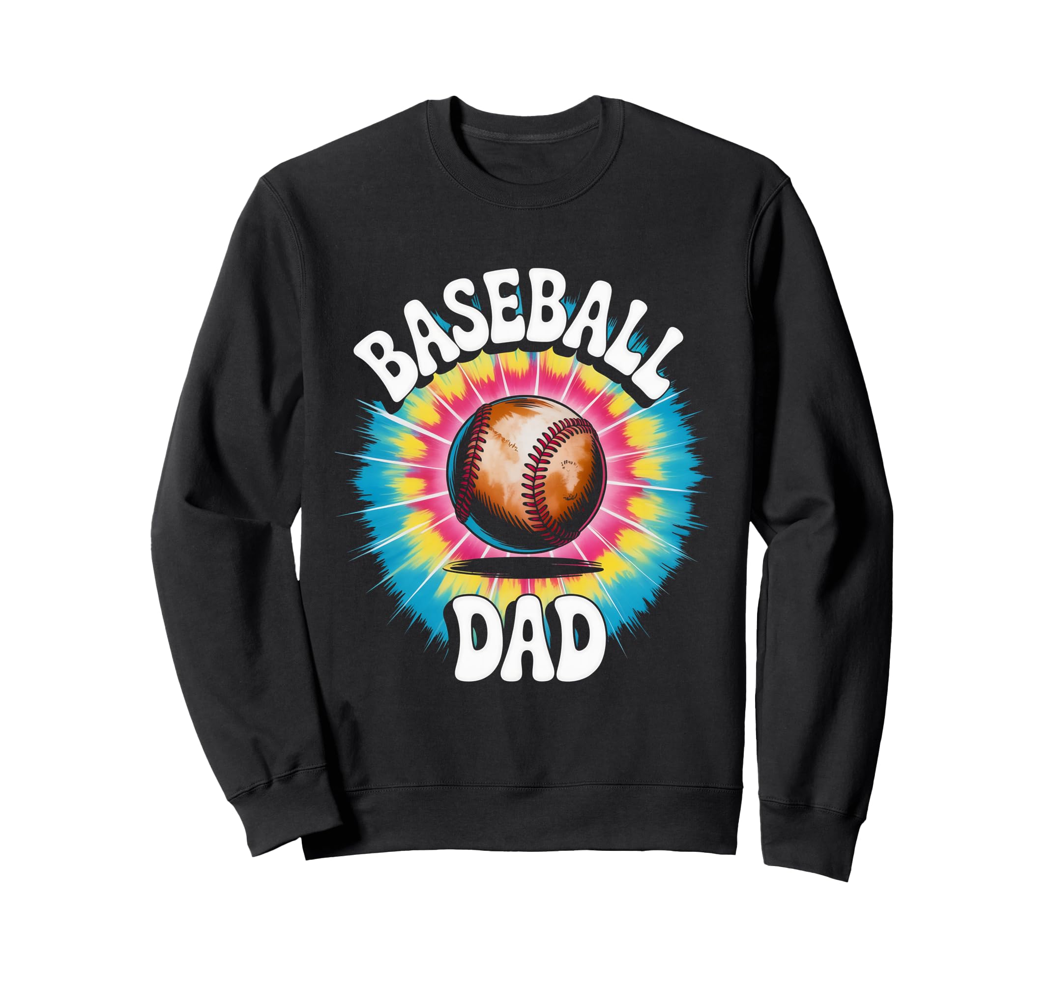 Baseball Dad Tie Dye Colorful Sweatshirt - Casual Everyday Wear Unisex - T-Shirt, Sweatshirt, Hoodie