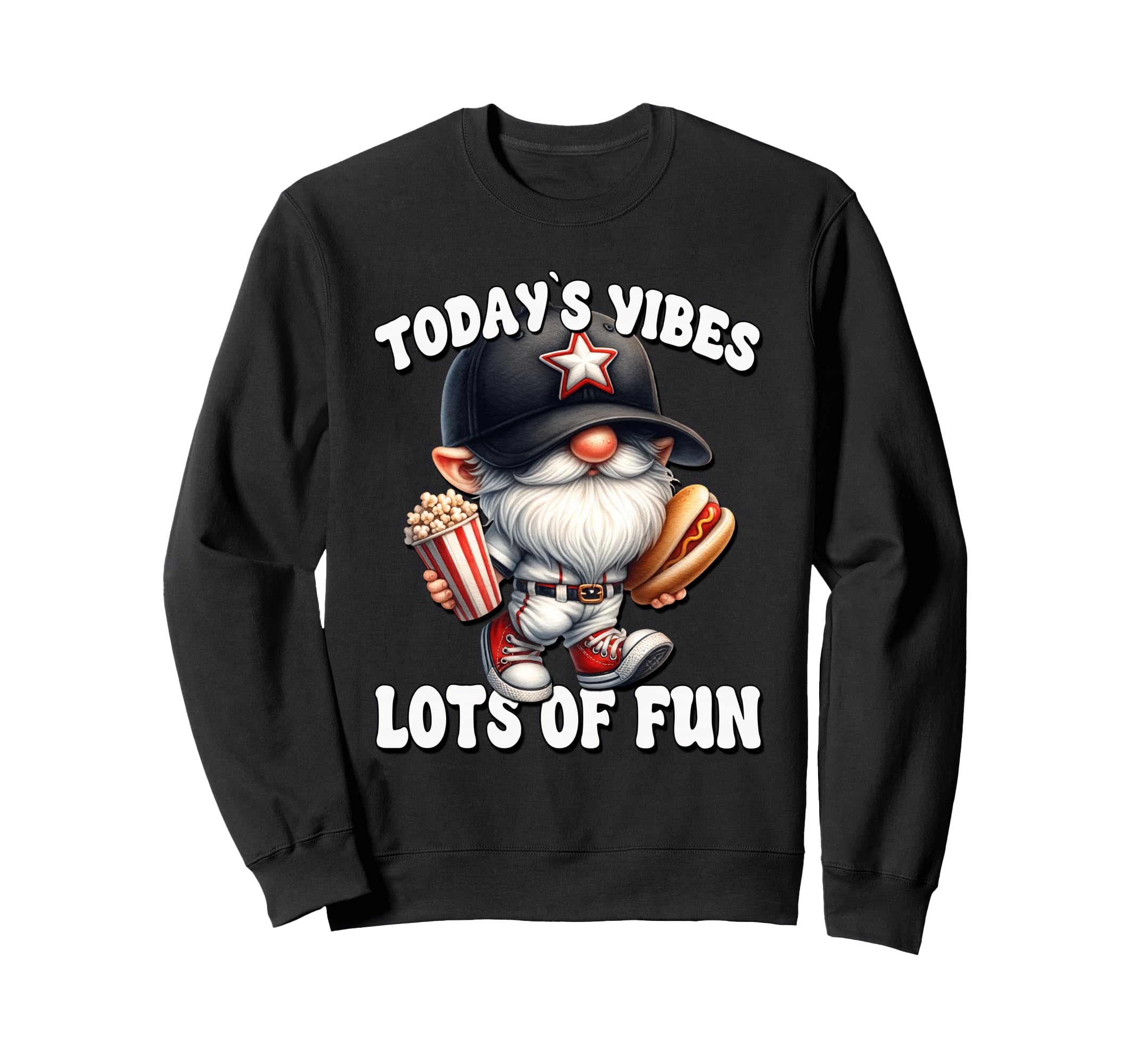 Funny Baseball Gnome Baseball Sweatshirt - Minimalist Print for Adults - T-Shirt, Sweatshirt, Hoodie