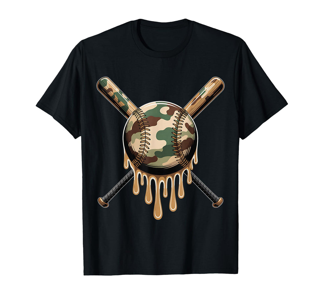 Sports Baseball Drip Camo Baseball T-Shirt - Fun Novelty Design for Adults - T-Shirt, Sweatshirt, Hoodie