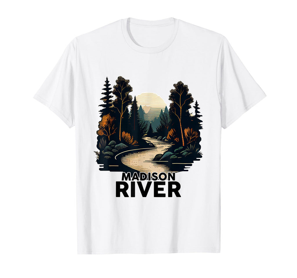 Madison River Minimalist River T-Shirt - Fun Novelty Design for Adults - T-Shirt, Sweatshirt, Hoodie