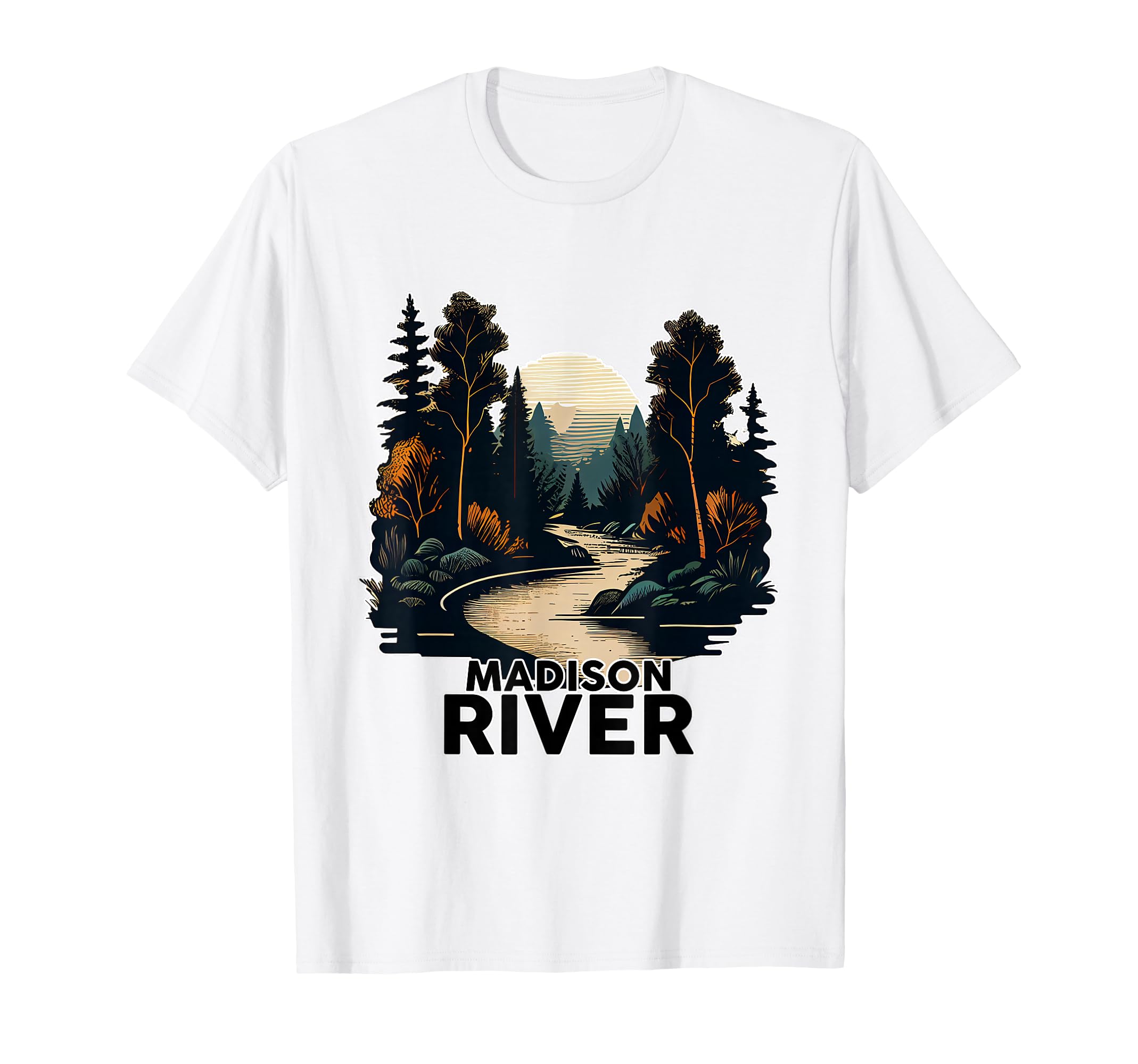 Madison River Minimalist River T-Shirt - Fun Novelty Design for Adults - T-Shirt, Sweatshirt, Hoodie