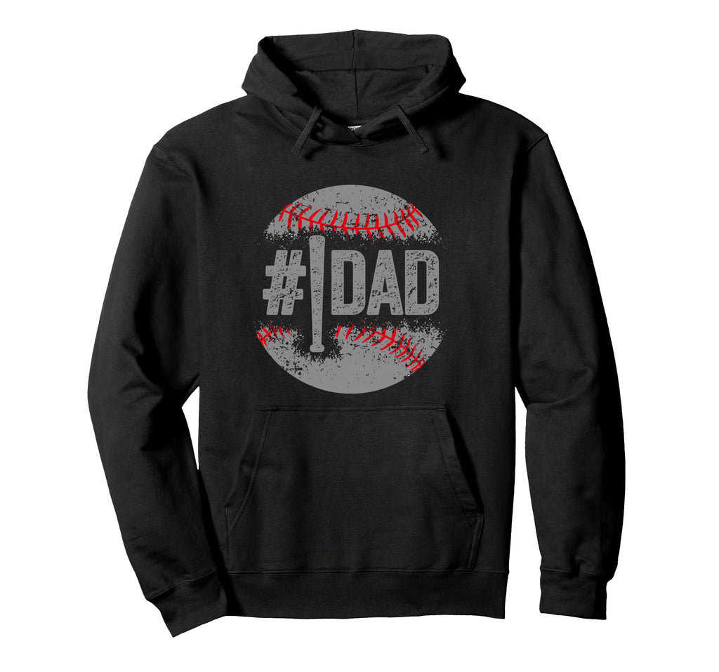 Mens 1 Dad Baseball Number One Daddy Hoodie - Novelty Apparel for Adults - T-Shirt, Sweatshirt, Hoodie