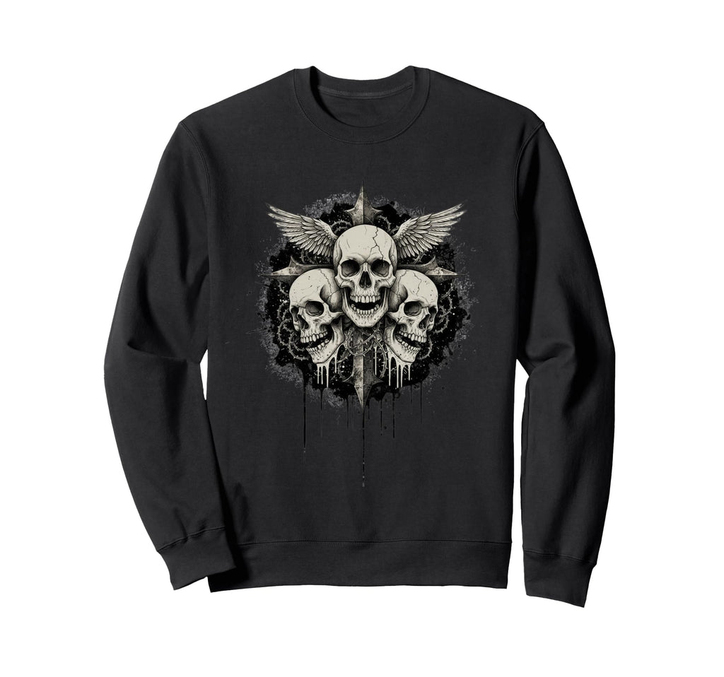 Y2K Grunge Goth Aesthetic Skull Sweatshirt - Minimalist Print for Adults - T-Shirt, Sweatshirt, Hoodie