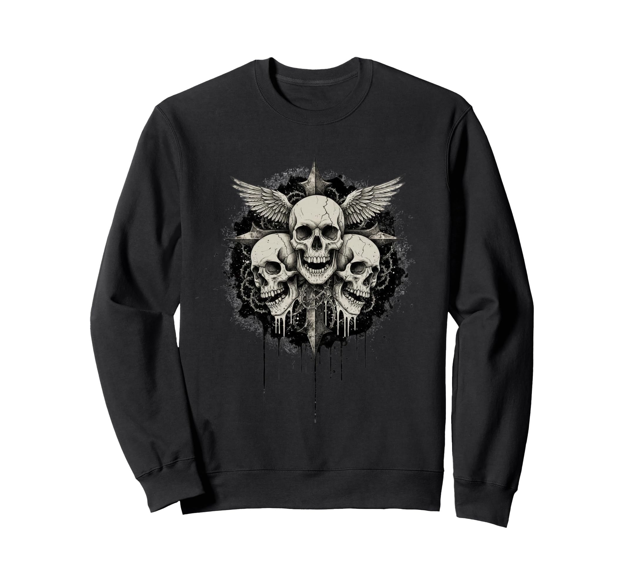 Y2K Grunge Goth Aesthetic Skull Sweatshirt - Minimalist Print for Adults - T-Shirt, Sweatshirt, Hoodie