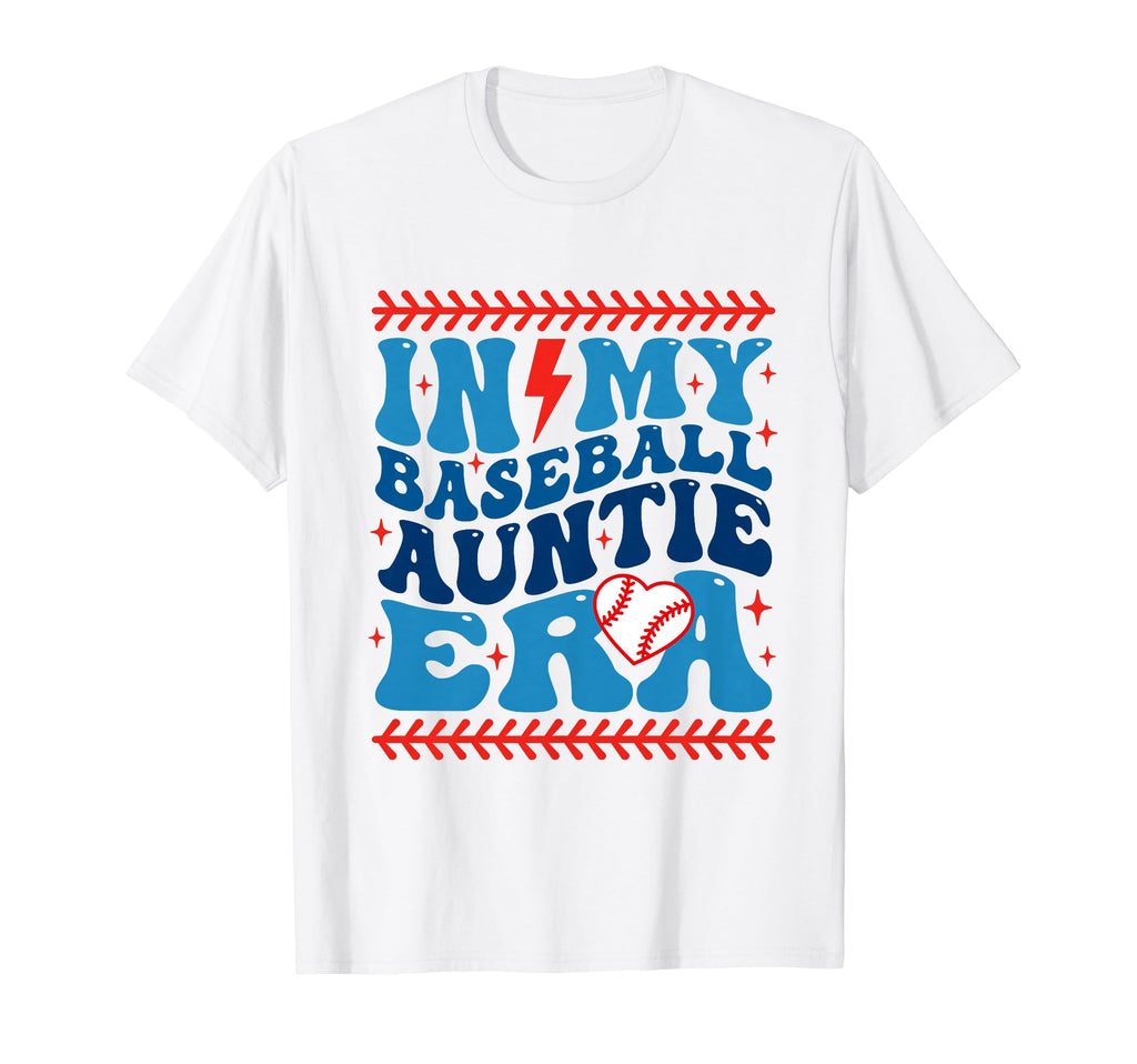 My Baseball Auntie Era Groovy Baseball Aunt T-Shirt - Graphic Print Unisex - T-Shirt, Sweatshirt, Hoodie