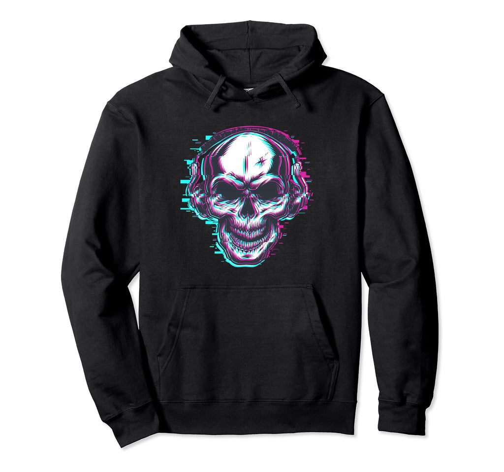 Glitch Skull Vaporwave Aesthetic Hoodie - Casual Everyday Wear Men Women - T-Shirt, Sweatshirt, Hoodie