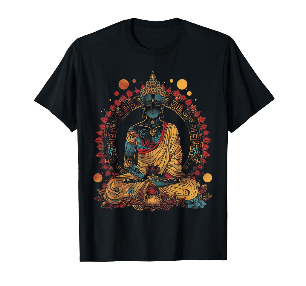 Buddha Flowers Zen Buddhist Buddhism T-Shirt - Custom Art Print Unisex - T-Shirt, Sweatshirt, Hoodie