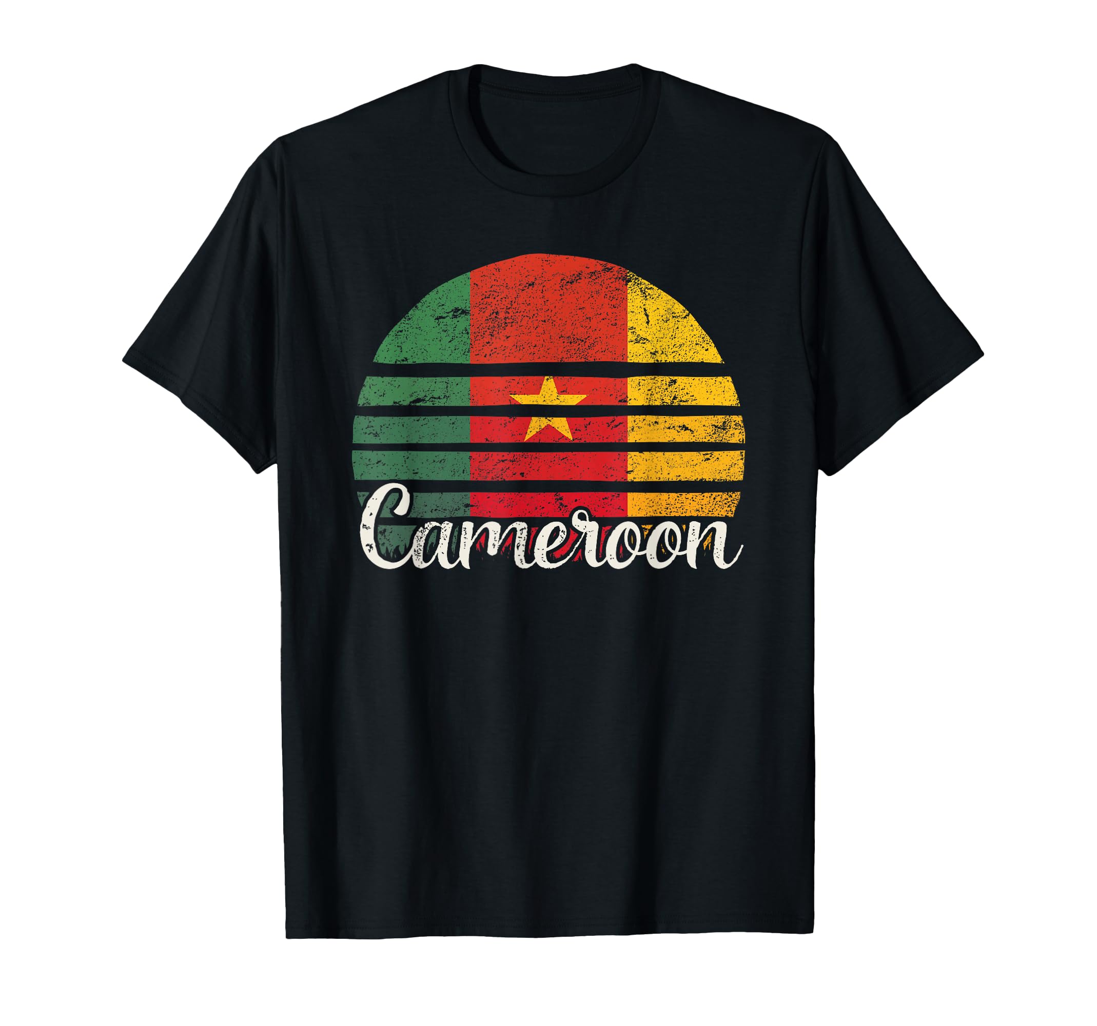 Cameroon Flag Sunset Art T-Shirt - Aesthetic Graphic Men Women - T-Shirt, Sweatshirt, Hoodie