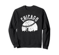 Chicago Baseball Skyline Distressed Sweatshirt - Minimalist Print Men Women - T-Shirt, Sweatshirt, Hoodie